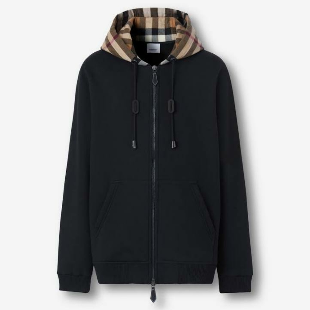 Burberry Black Hoodie with Checkered Hood